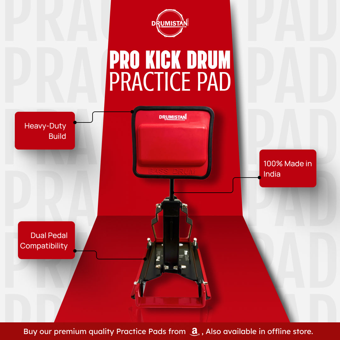 Pro Kick Drum Practice Pad, Compatible with double bass pedal, Heavy duty