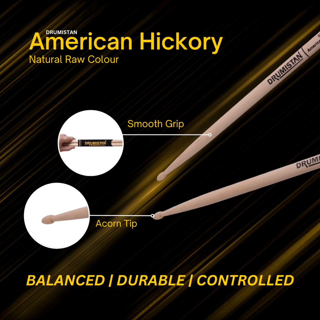 Standard American Hickory Straight Balance Drum Sticks