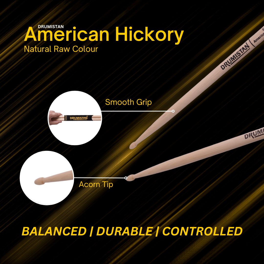Standard American Hickory Straight Balance Drum Sticks