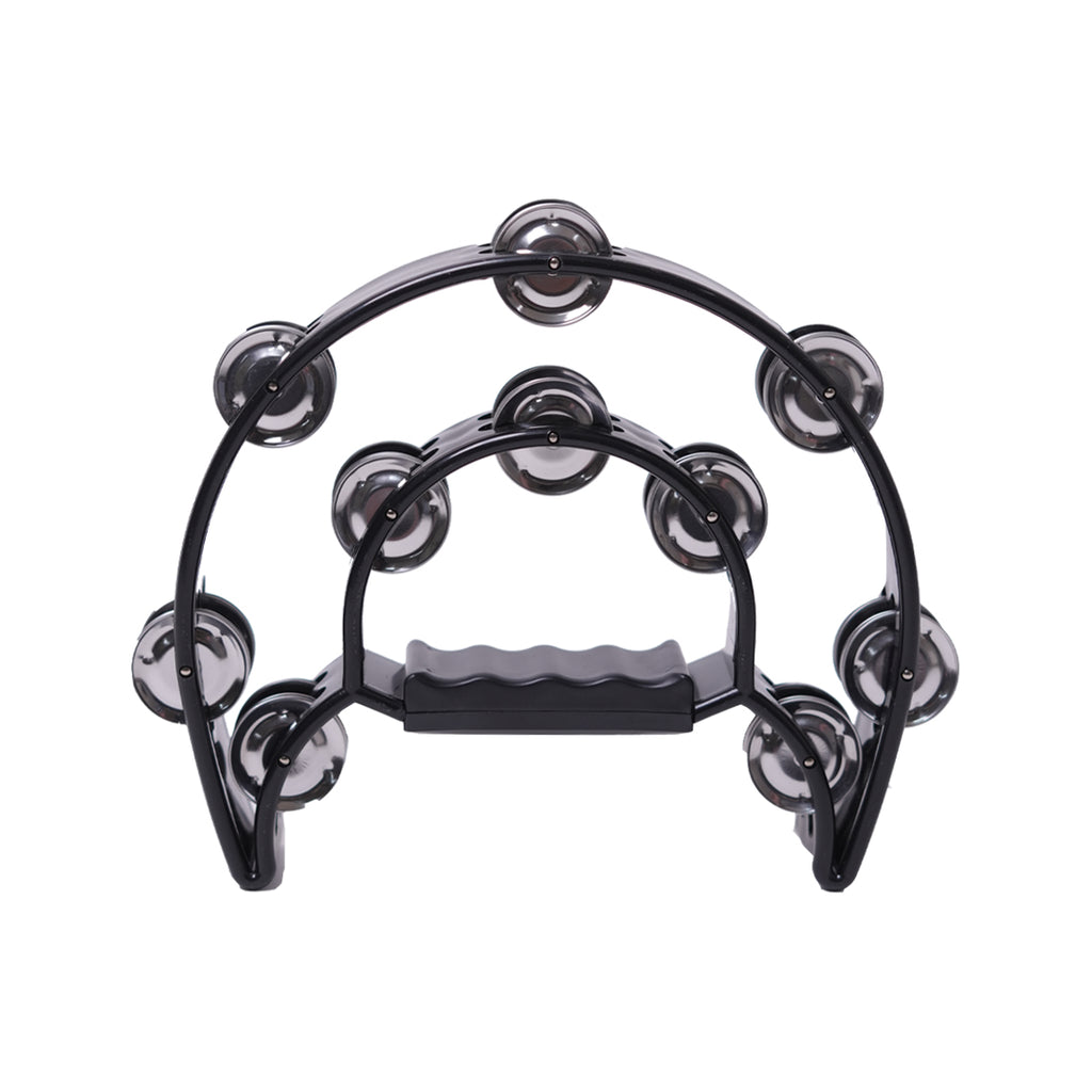 Half Moon Tambourine 20 Jingles (Black) – Durable and Easy to Play Percussion Instrument