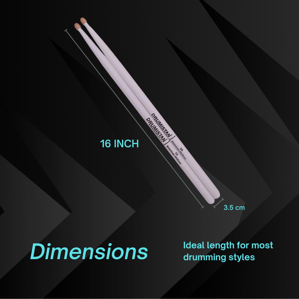 Vision American Hickory Straight Balance Acorn Tip Drumsticks White Colour