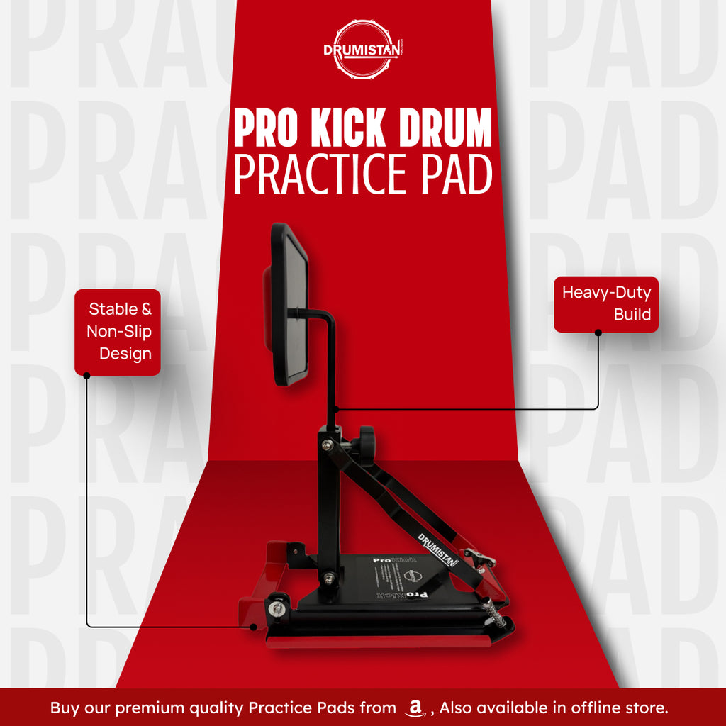 Pro Kick Drum Practice Pad, Compatible with double bass pedal, Heavy duty