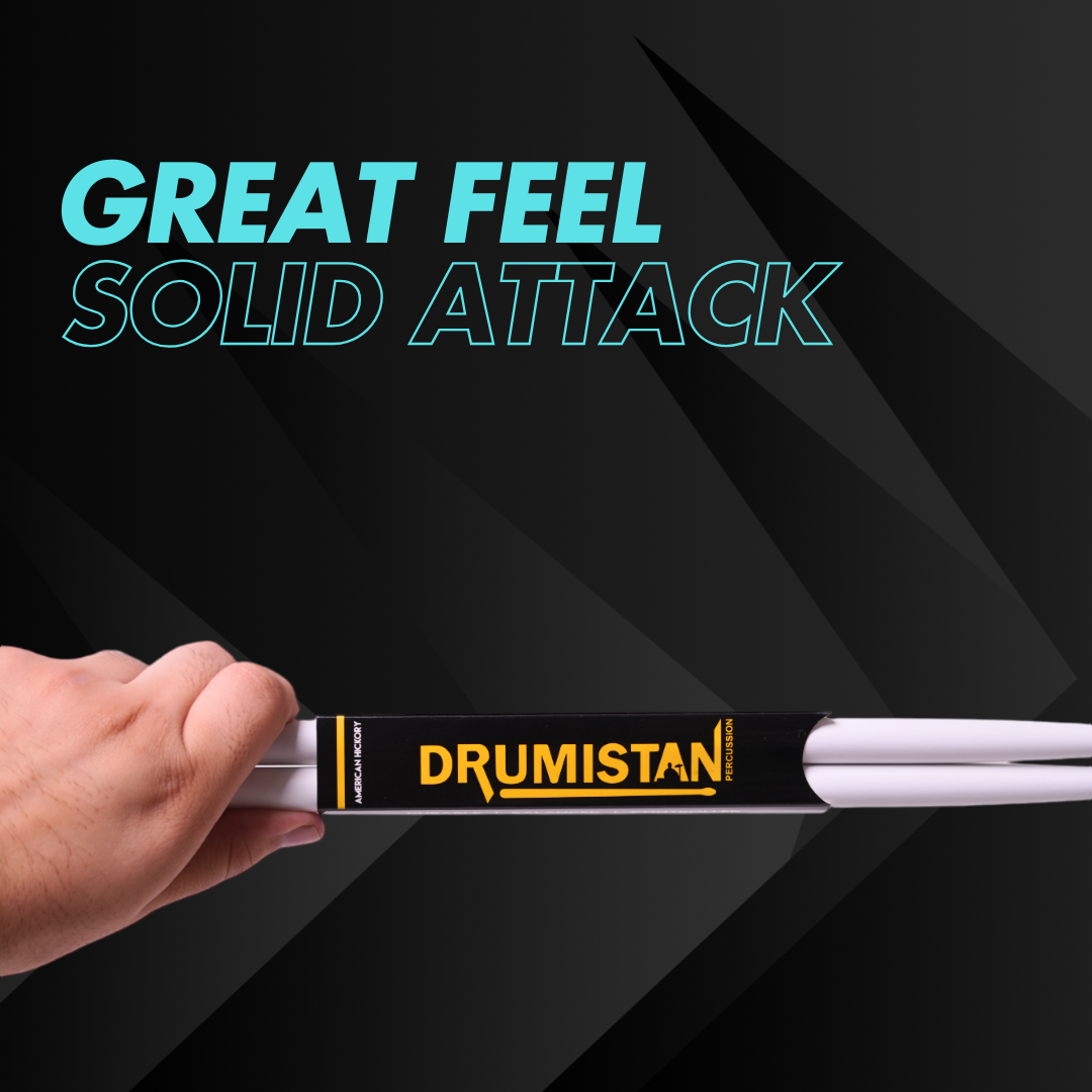 Vision American Hickory Straight Balance Acorn Tip Drumsticks White Colour