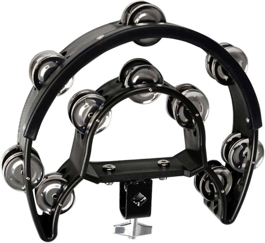 Mountable Half Moon Tambourine 20 Jingles (Black) – Durable and Easy to Play Percussion Instrument