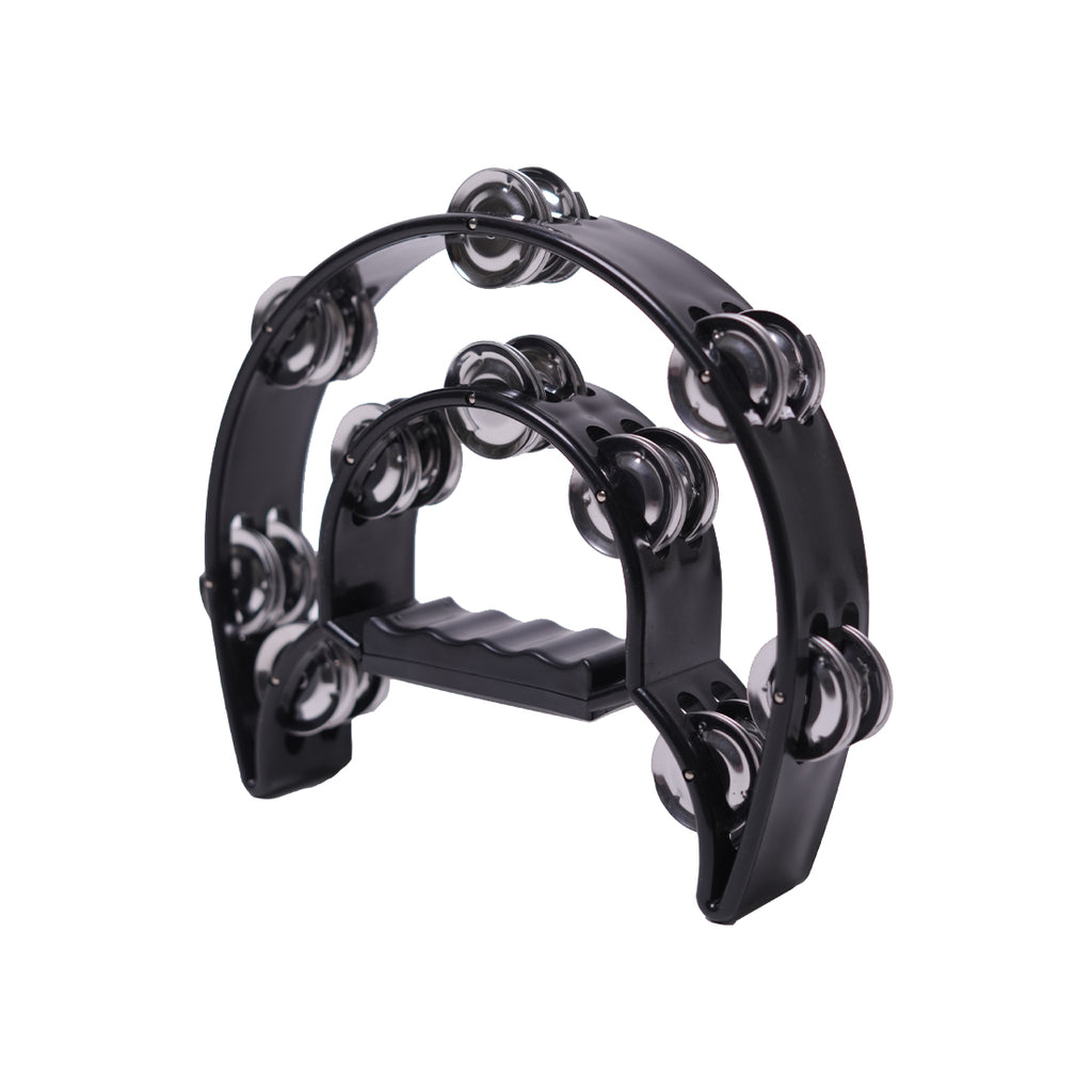 Half Moon Tambourine 20 Jingles (Black) – Durable and Easy to Play Percussion Instrument