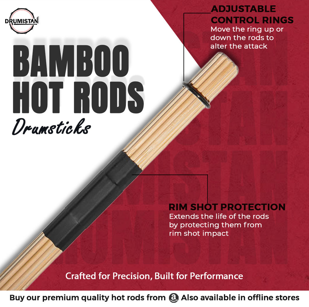 Bamboo Drum Sticks Rods (Black)