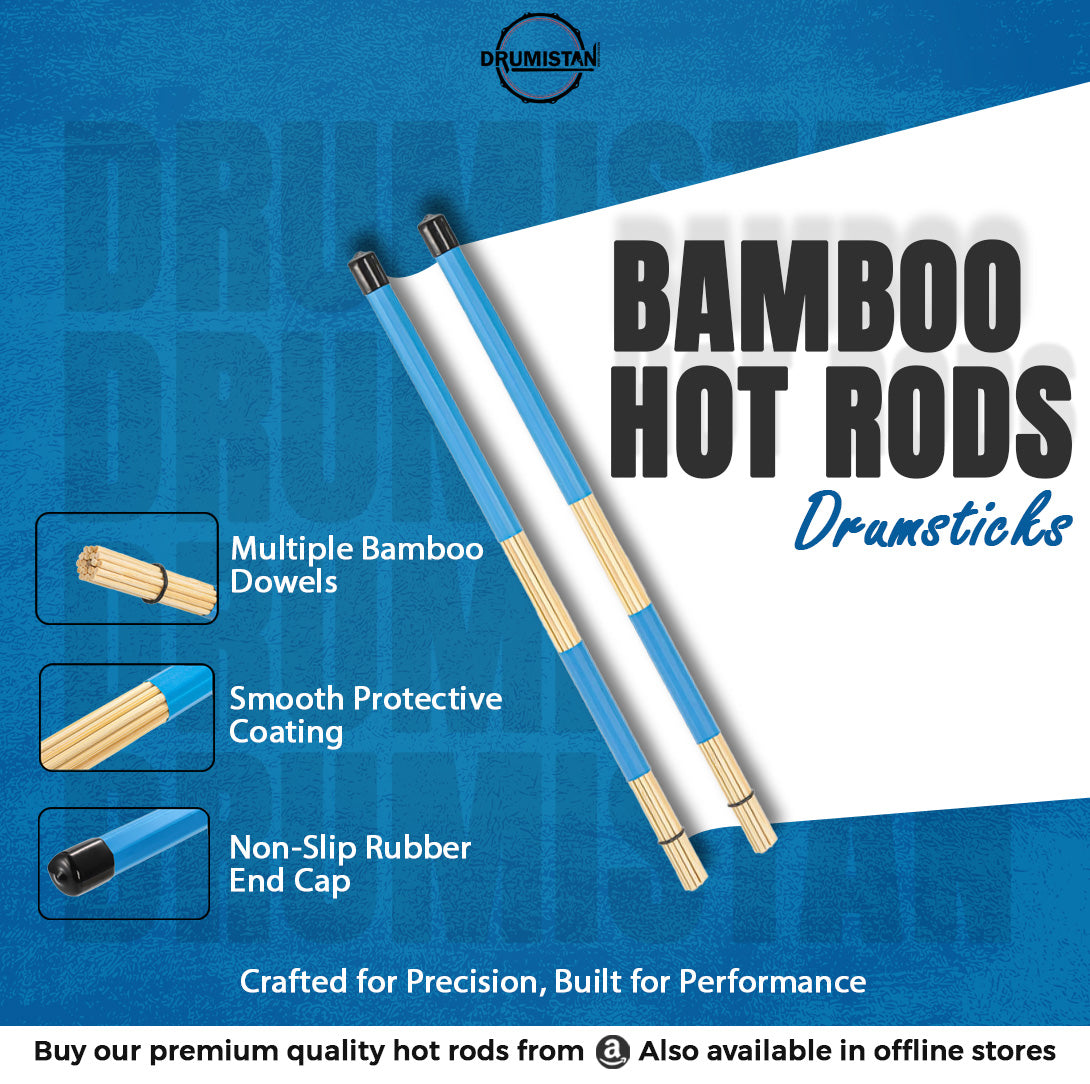 Bamboo Drum Sticks Rods (Blue)