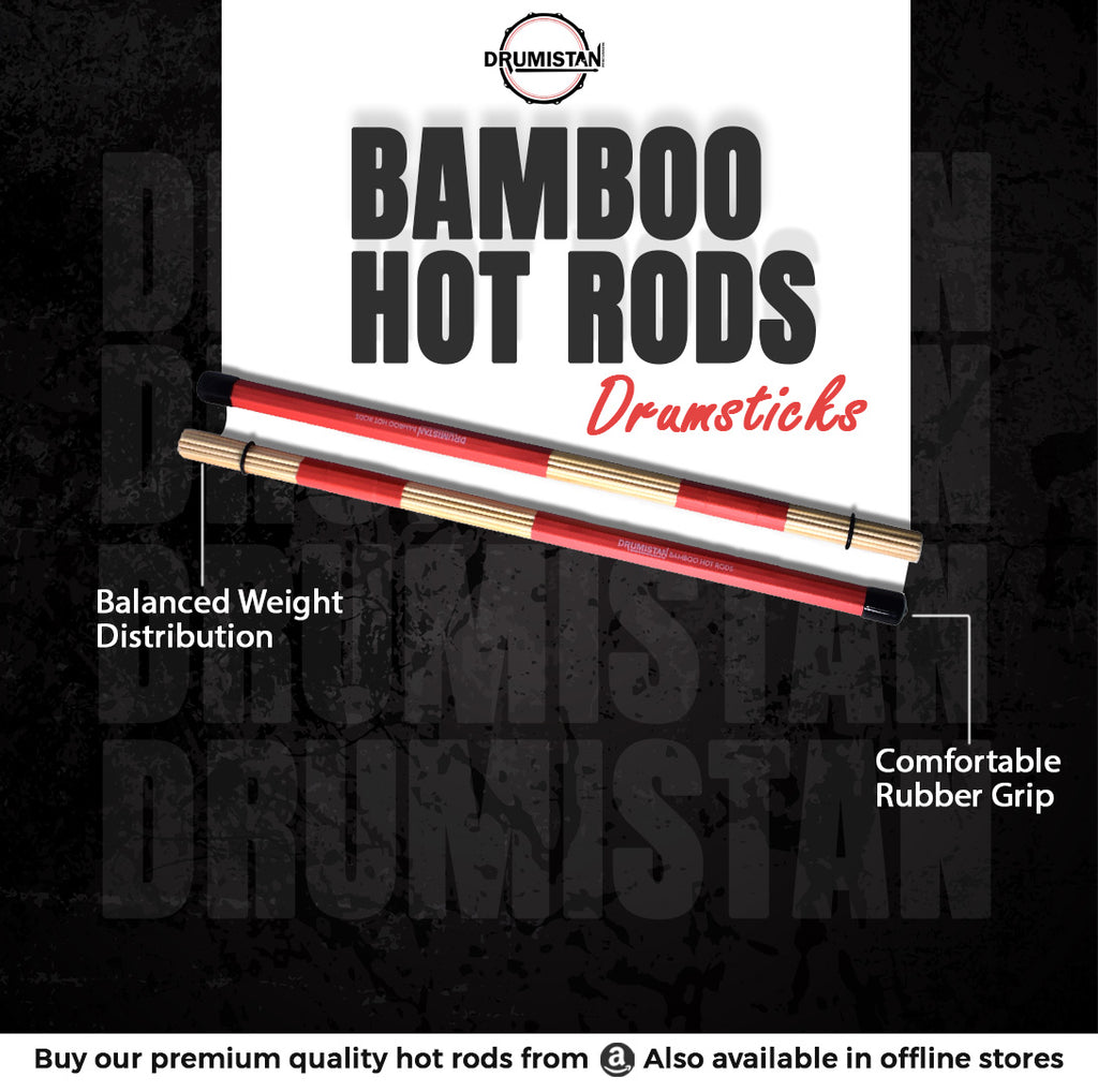 Bamboo Drum Sticks Rods (Red)