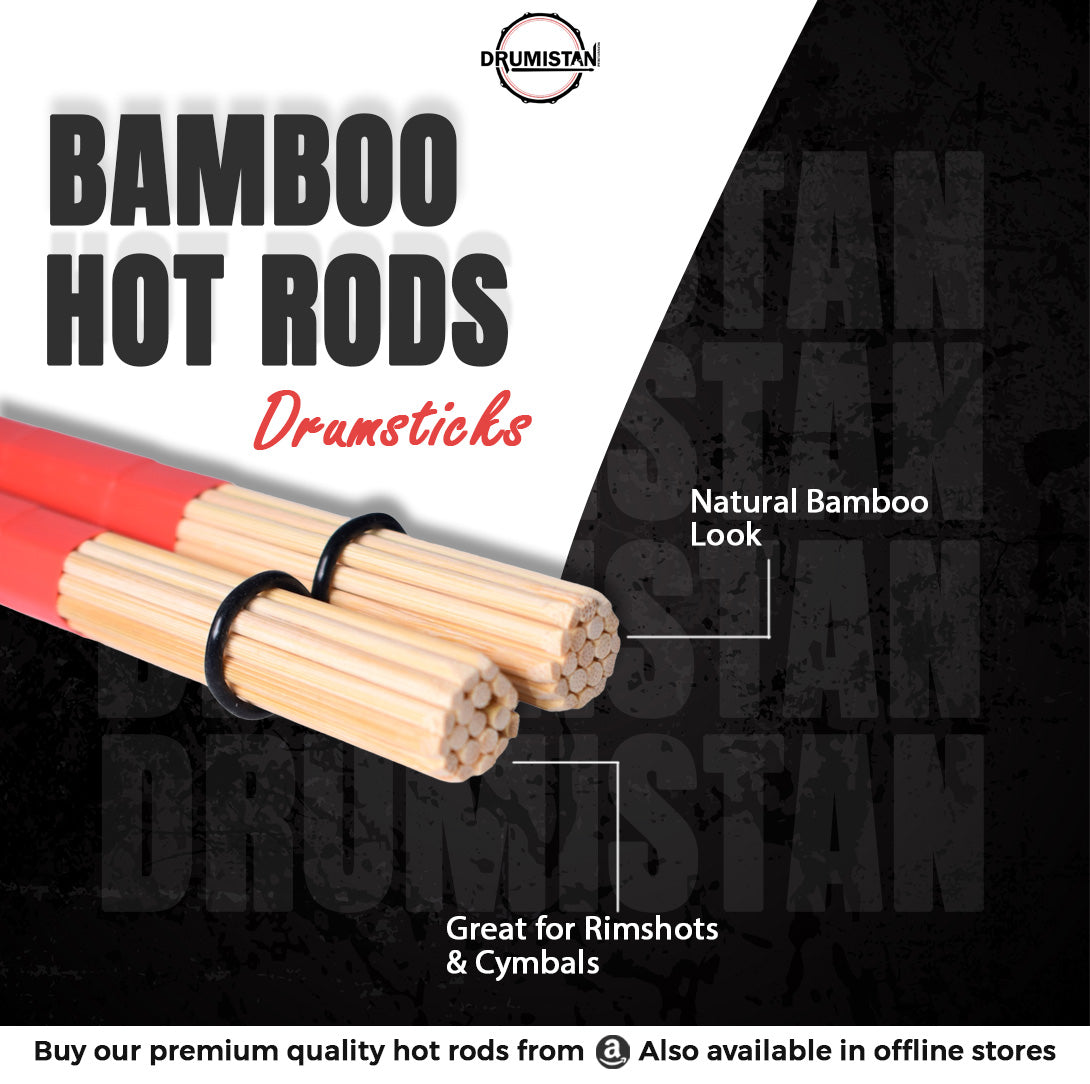 Bamboo Drum Sticks Rods (Red)