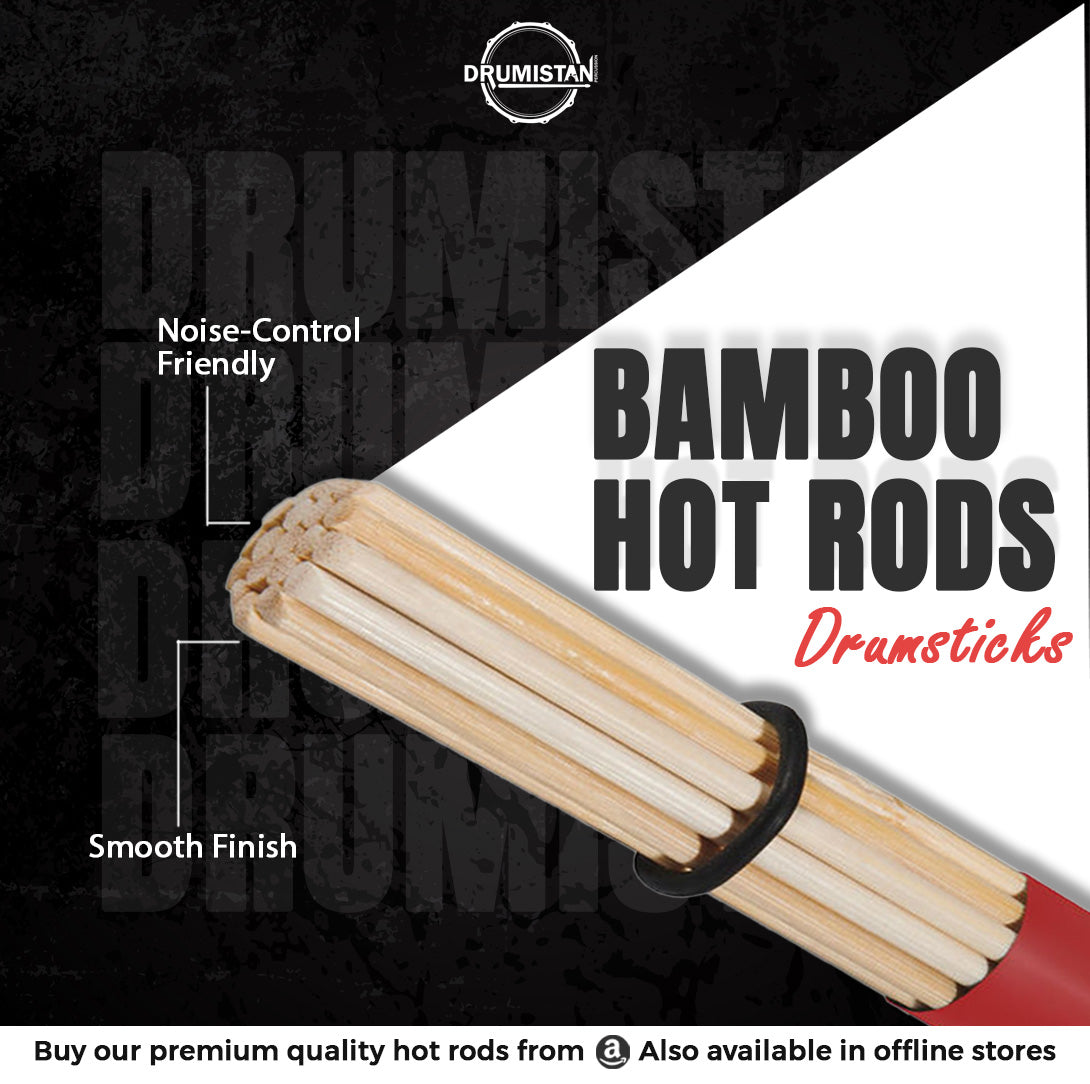 Bamboo Drum Sticks Rods (Red)