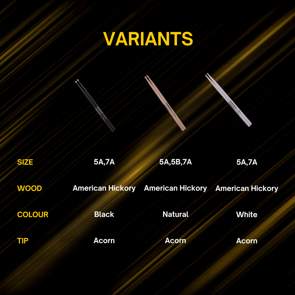 Standard American Hickory Straight Balance Drum Sticks