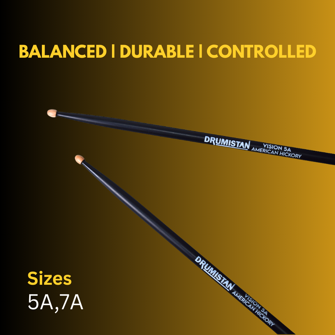 Vision American Hickory Drum Sticks - Black (Straight Balance, Acorn Tip)