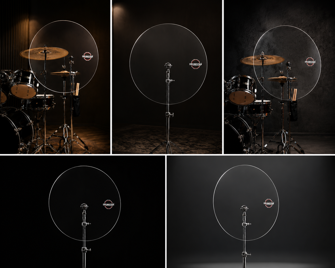 Professional Acrylic Round Drum Shield | Anti Yellow | Portable Drum Shield Baffle | Pack of 2