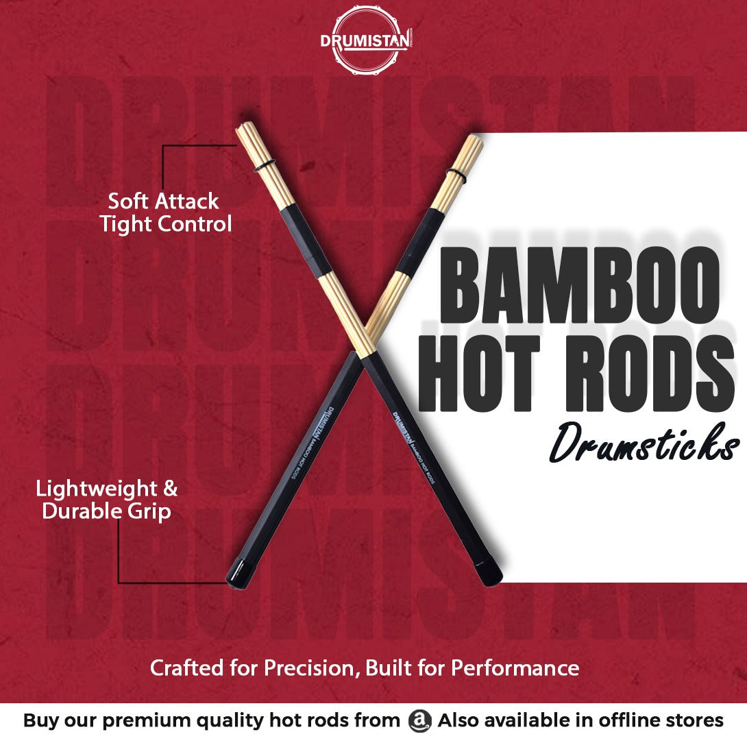Bamboo Drum Sticks Rods (Black)
